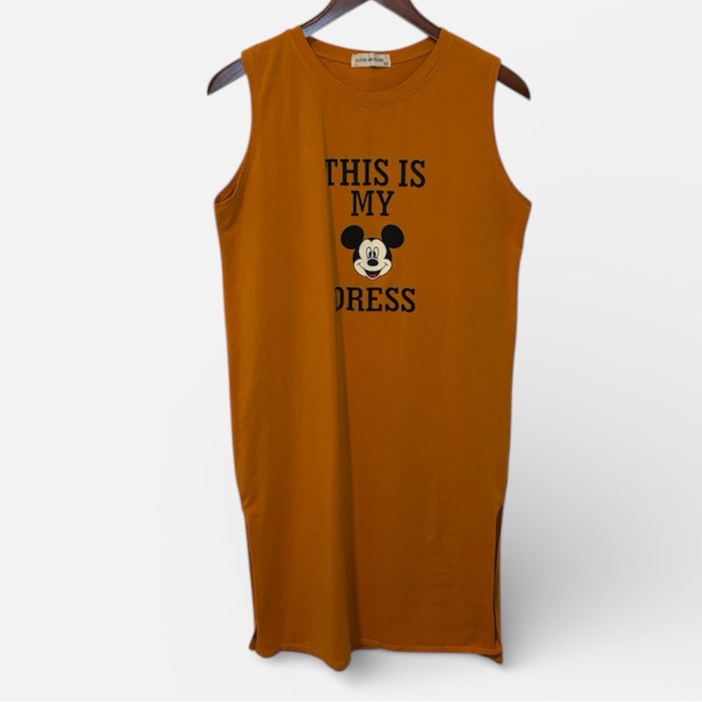 Olive des Olive Orange This Is My Mickey Sleeveless Midi Dress 32(S)